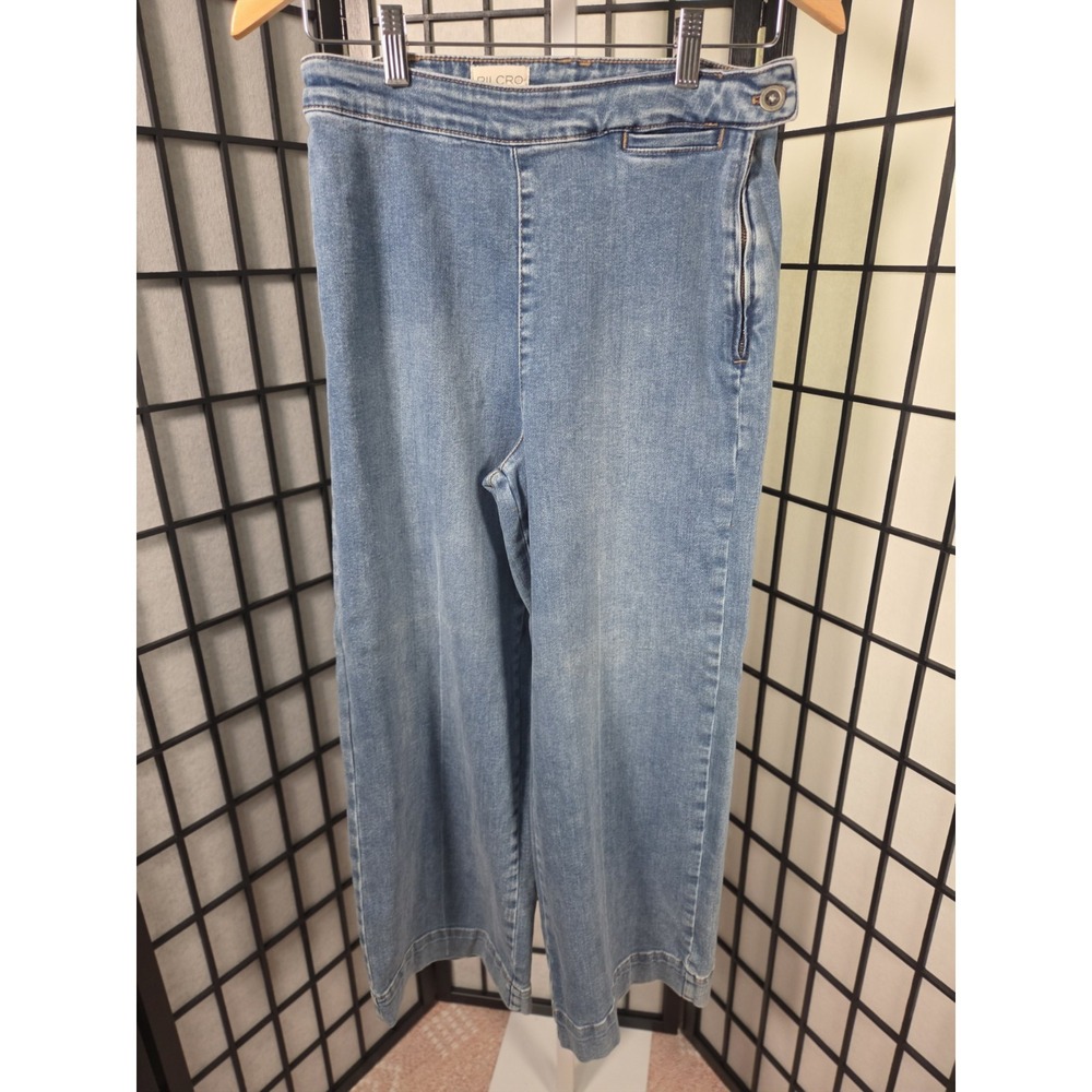 Pilcro  Nautical Sailor Minimalist High Rise Wide Leg Side Zip‎ Jeans Size 29